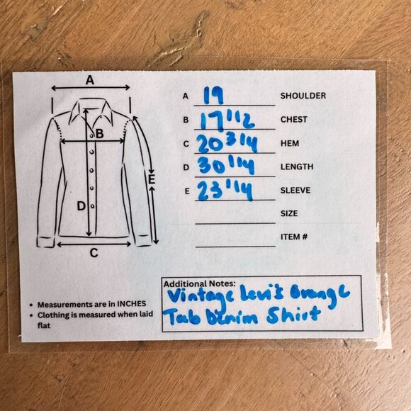 Vintage Levi’s Orange Tab Cotton Long Sleeve Denim Shirt - Picture 10 of 10